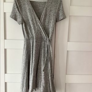 Short sleeve faux wrap dress